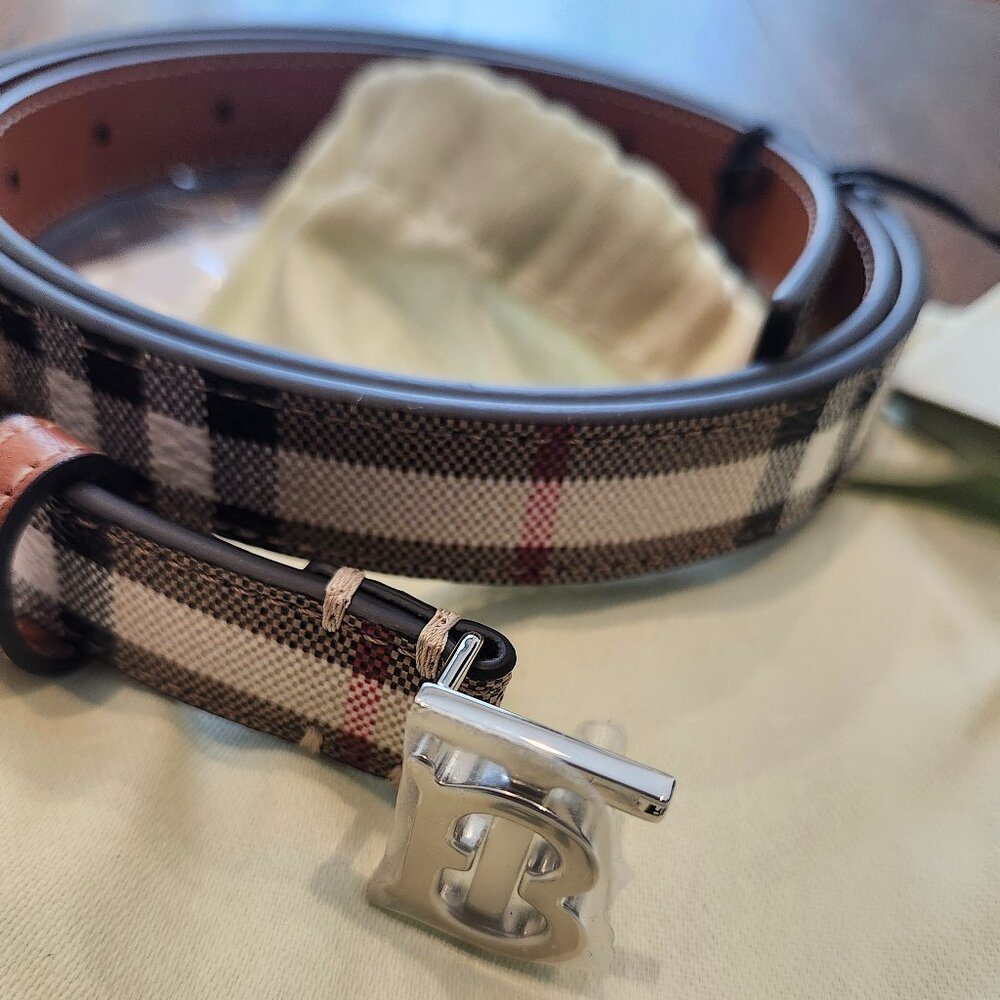 New Burberry Palladio check skinny belt - Picture 2 of 5